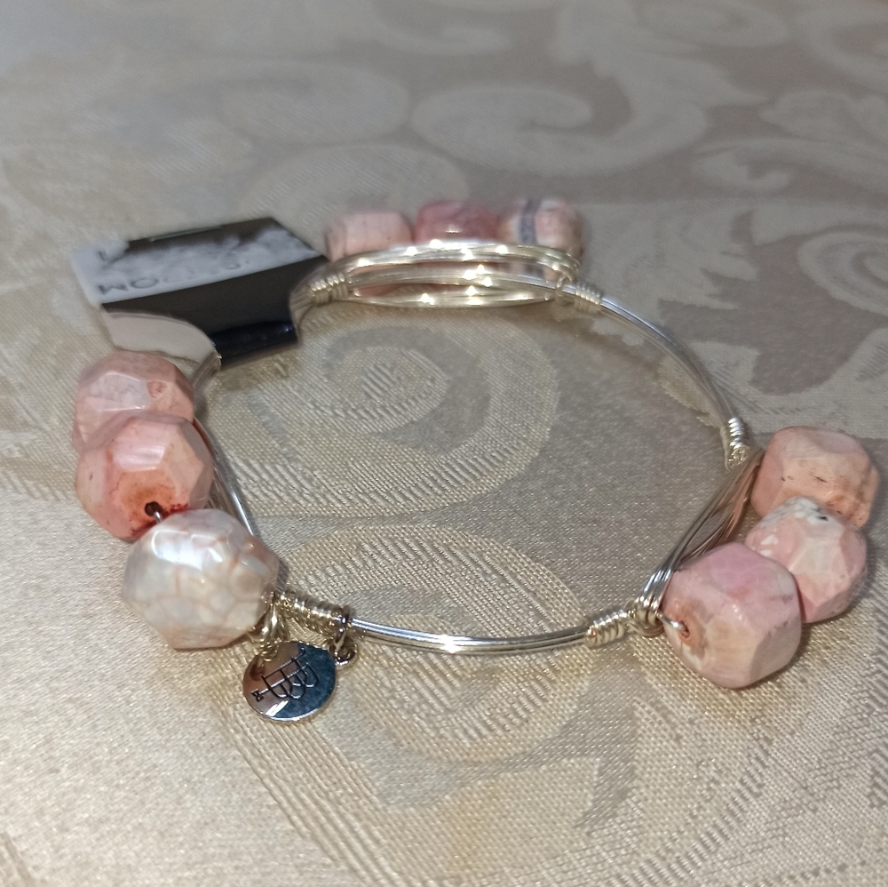 BOURBON & BOWTIES Garnet Nature Stones Handmade Bangle Bracelet New - Picture 5 of 6
